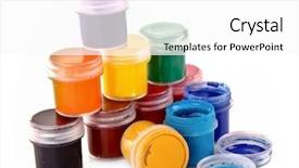  Presentation with colorful - PPT layouts with bucket paint - colorful vibrant cans of gouache background and a white colored foreground