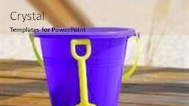  Presentation with flipflops - PPT theme with bucket shells and flipflops with sailboat in distance background and a coral colored foreground