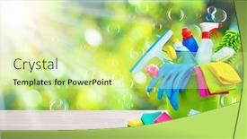  Presentation with cleaning - Audience pleasing slides consisting of bucket-with-cleaning-items backdrop and a soft green colored foreground