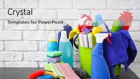  Presentation with brick - Beautiful theme featuring bucket with cleaning supplies backdrop and a white colored foreground