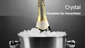  Presentation with champagne - Presentation theme having bucket with ice on grey background and a gray colored foreground