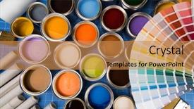  Presentation with rainbow paint - Theme having buckets full of rainbow colored background and a  colored foreground