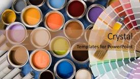  Presentation with rainbow paint - Slide set consisting of buckets full of rainbow colored background and a  colored foreground