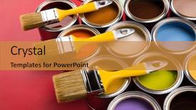  Presentation with rainbow paint - Audience pleasing presentation theme consisting of buckets full of rainbow colored backdrop and a gold colored foreground