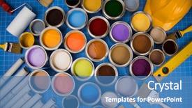  Presentation with rainbow paint - Presentation having buckets full of rainbow colored background and a  colored foreground