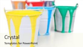  Presentation with close up garlic bulbs - Presentation theme consisting of buckets of paints close up background and a  colored foreground