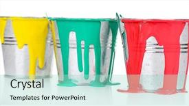  Presentation with paint bucket - Presentation theme enhanced with buckets of paints isolated background and a arctic colored foreground