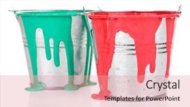  Presentation with paint white brick wall - Amazing slide set having buckets of paints isolated backdrop and a coral colored foreground