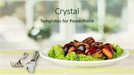  Presentation with tablecloth - Audience pleasing slides consisting of buckeye - roasted chestnuts with lettuce backdrop and a  colored foreground