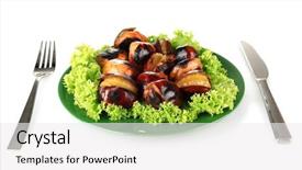  Presentation with green plate - Slides featuring buckeye - roasted chestnuts with lettuce background and a  colored foreground