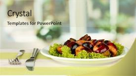  Presentation with tablecloth - Beautiful PPT layouts featuring buckeye - roasted chestnuts with lettuce backdrop and a  colored foreground
