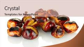  Presentation with brown sugar isolated on white - Slides featuring buckeye - some roasted chestnuts isolated background and a  colored foreground