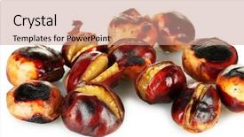  Presentation with frames isolated on white brown - Colorful slide deck enhanced with buckeye - some roasted chestnuts isolated backdrop and a  colored foreground