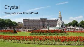  Presentation with gardens - Theme featuring buckingham palace and gardens background and a light blue colored foreground