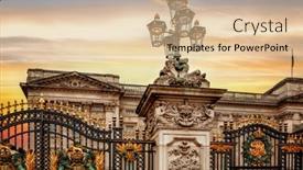  Presentation with london - Slide set with buckingham-palace-gate-in-london background and a lemonade colored foreground