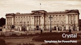  Presentation with london - PPT layouts consisting of buckingham palace in the morning background and a tawny brown colored foreground