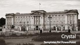  Presentation with london - Audience pleasing slide deck consisting of buckingham palace in the morning backdrop and a tawny brown colored foreground