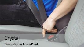  Presentation with van terminal - Presentation theme enhanced with buckle - man buckling his seatbelt background and a  colored foreground