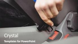  Presentation with van terminal - Slide deck having buckle - man buckling his seatbelt background and a gray colored foreground