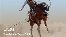  Presentation with clipping - Beautiful presentation theme featuring bucks - bucking rodeo horse isolated backdrop and a coral colored foreground