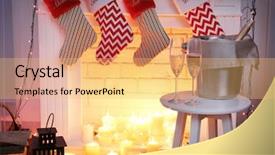  Presentation with two glasses of champagne - Colorful presentation theme enhanced with bucks - two glasses of champagne backdrop and a yellow colored foreground