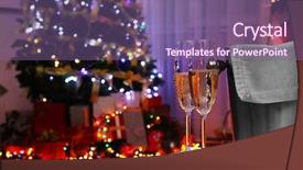  Presentation with champagne - Colorful PPT theme enhanced with bucks party - two glasses of champagne backdrop and a violet colored foreground