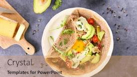  Presentation with egg - Amazing PPT layouts having buckwheat-crepe-with-egg-cheese backdrop and a yellow colored foreground