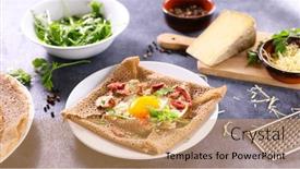  Presentation with bacon - Beautiful presentation design featuring buckwheat-crepe-with-egg backdrop and a coral colored foreground