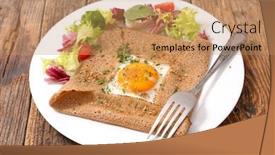  Presentation with cheese - Beautiful slide deck featuring buckwheat-crepe-with-egg backdrop and a coral colored foreground
