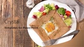  Presentation with cheese - Slide deck having buckwheat-crepe-with-egg background and a coral colored foreground