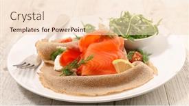  Presentation with salmon - Beautiful slide deck featuring buckwheat-crepe-with-salmon backdrop and a lemonade colored foreground