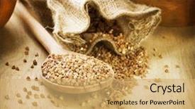  Presentation with old style - Slide deck featuring buckwheat groats food background background and a yellow colored foreground