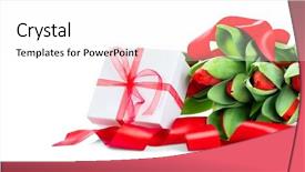  Presentation with floral border over white - Presentation enhanced with bud s - spring tulip flowers bouquet background and a white colored foreground