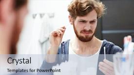  Presentation with bud - Colorful presentation theme enhanced with bud while cleaning his ear backdrop and a light blue colored foreground