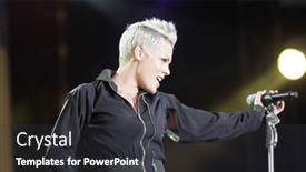  Presentation with singer - Colorful PPT theme enhanced with budapest-aug-10-alicia-moore backdrop and a dark gray colored foreground