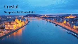  Presentation with blue night - Cool new PPT layouts with budapest by night hungary - skyline backdrop and a light blue colored foreground