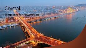  Presentation with blue night - Beautiful slide deck featuring budapest by night hungary - skyline backdrop and a light blue colored foreground