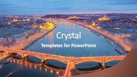  Presentation with blue night - Cool new slide deck with budapest by night hungary - skyline backdrop and a teal colored foreground