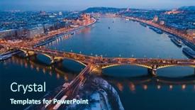  Presentation with blue night - PPT theme featuring budapest-by-night-hungary-skyline background and a navy blue colored foreground