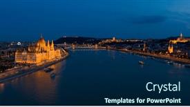  Presentation with budapest - Theme featuring budapest-by-night-panorama-drone background and a navy blue colored foreground
