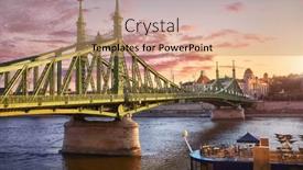  Presentation with danube - PPT theme consisting of budapest-city-hungary-freedom-bridge background and a coral colored foreground