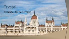  Presentation with budapest - Slide set with budapest-city-skyline-at-hungalian background and a light blue colored foreground