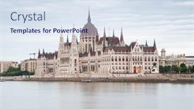  Presentation with budapest - PPT layouts consisting of budapest-city-skyline-at-hungalian background and a sky blue colored foreground