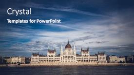  Presentation with budapest - PPT theme featuring budapest-city-skyline-at-hungalian background and a ocean colored foreground