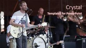  Presentation with rock band - PPT theme featuring abstract background red sparkly brilliant glittery panel background and a crimson colored foreground