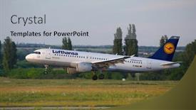  Presentation with airline - Beautiful slides featuring budapest-hungary-circa-2017-lufthansa backdrop and a light gray colored foreground