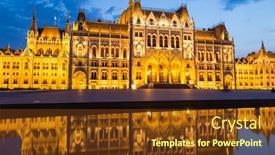  Presentation with parliament - PPT layouts with budapest hungary parliament night shot background and a tawny brown colored foreground