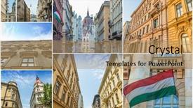  Presentation with budapest - PPT layouts with budapest hungary sightseeing collage background and a coral colored foreground