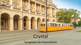  Presentation with budapest - Theme enhanced with budapest hungary streets background and a coral colored foreground