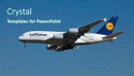  Presentation with airbus - Audience pleasing slide set consisting of budapest-october-02-lufthansa-airbus backdrop and a ocean colored foreground